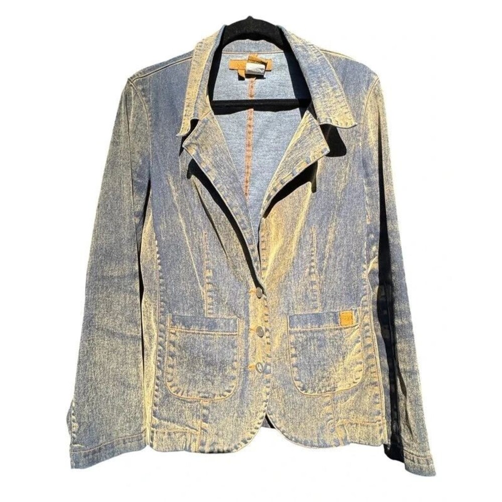 Vintage Y2K Let Me B. Italian Euro Acid Wash Denim Blazer Jacket - L